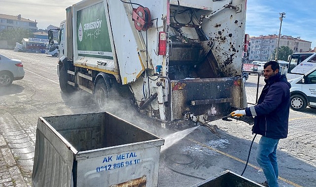 Büyükyoncalı’da çöp konteynerleri dezenfekte edildi- Kamu Çalışanı