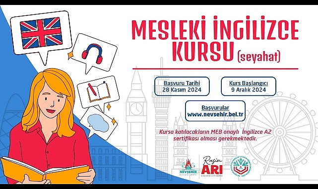 Nevşehir Belediyesi Gençlik ve Spor Hizmetleri Müdürlüğü bünyesinde Seyahat içerikli Mesleki İngilizce kursu açılacak. – Kamu Çalışanı