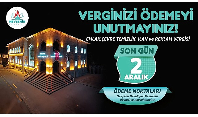 Nevşehir Belediyesi’nden Vergi Ödeme Hatırlatması- Kamu Çalışanı