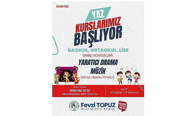 Milas Belediyesi Yaz Kursları İçin Kayıtlar Başlıyor- Kamu Çalışanı